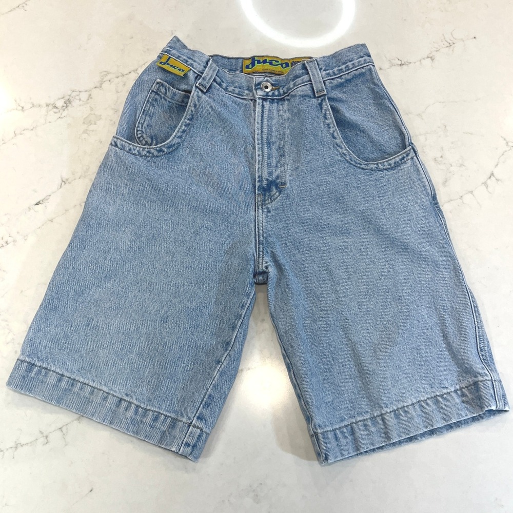 JNCO Jean Shorts Jorts Youth 16 28" x11" Light Wash Blue Cotton Vtg Skater